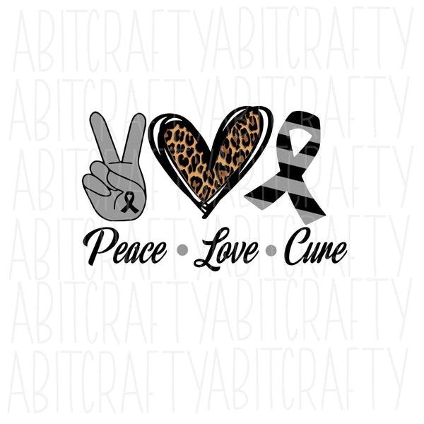Peace Love Cure Black and Gray svg, png, sublimation, digital download, cricut and silhouette cut file