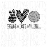 Peace Love Volleyball PNG/SVG/sublimation/digital download/cricut/silhouette, vector art - 2 color options