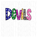 Devils PNG/Sublimation Digital Download - Hand Drawn