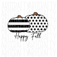 Black and White Fall Pumpkin svg, png, sublimation, digital download, vector art