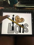 I Love Lions/I Heart Lions PNG/Sublimation, print and cut, digital download - hand drawn