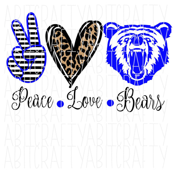 Peace, Love, Bears - Blue svg/png/digital download/sublimation