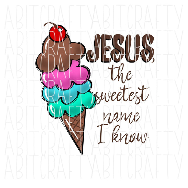 Jesus/Ice Cream  png, sublimation, digital download- hand drawn