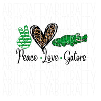 Peace Love Gators/Alligators SVG/PNG/Sublimation File, digital download, cricut, silhouette - 2 styles available