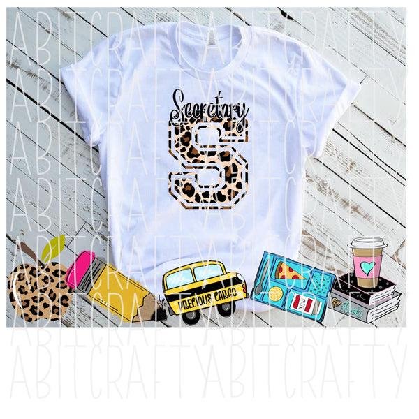 Secretary/School Secretary/Leopard Letter/School Life/ PNG, Sublimation/Digital Download