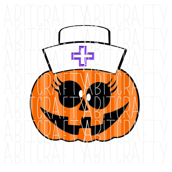Nurse Girl Jack-o-Lantern/Fall Pumpkin/Nurse Design svg, png sublimation, digital download, vector art - hand drawn