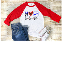 Peace, Love, Vote/Live, Love, Vote SVG, PNG, Sublimation, Digital Download, silhouette, cricut, print and cut - 2 styles included