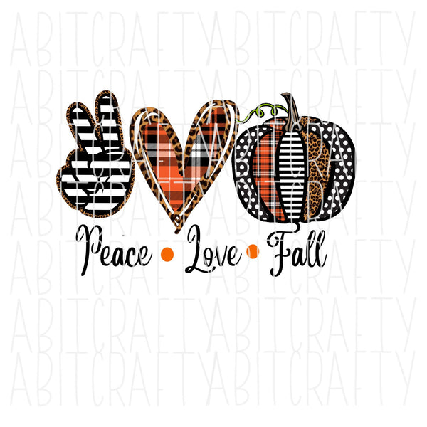 Peace, Love, Fall Pumpkin svg, jpeg, png sublimation, digital download - Two file types included