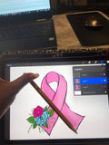 Hope/Cure Breast Cancer png, sublimation, digital download - hand drawn