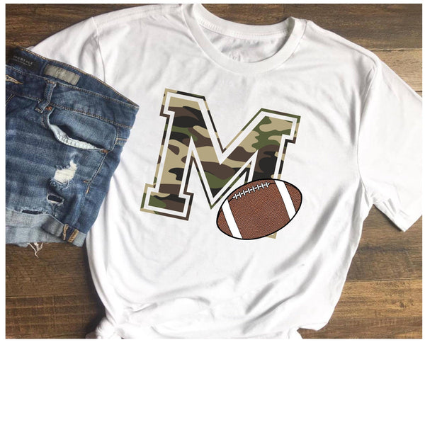 Camo Letter M Football Mascot png/sublimation/digital download