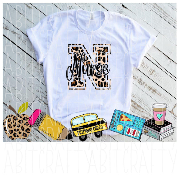 Nurse/School Nurse/Leopard Letter/School/ PNG, Sublimation/Digital Download