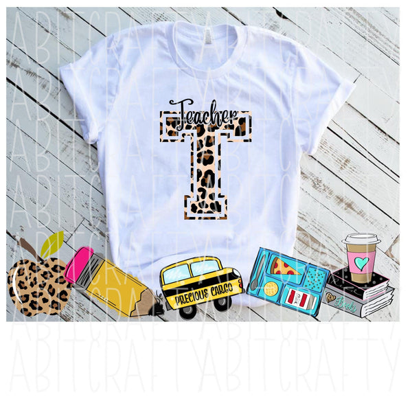 Teacher/School/Leopard Letter/Teach/ PNG, Sublimation/Digital Download