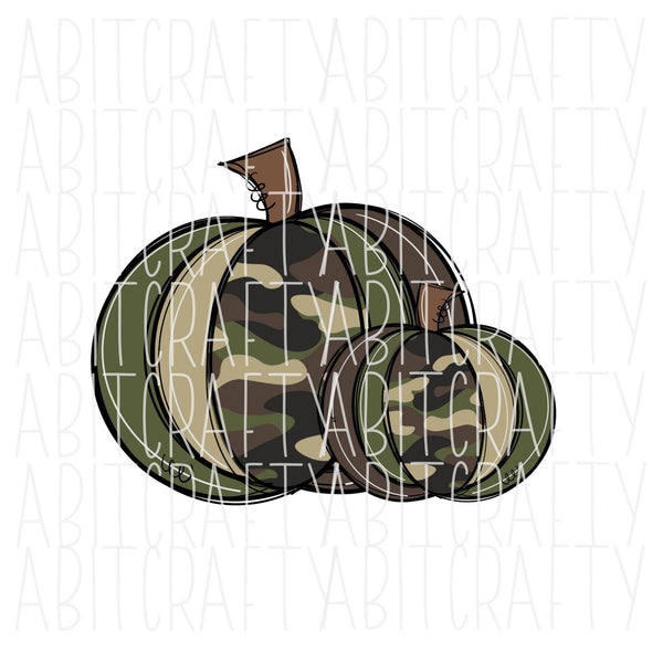 Fall Camo Pumpkin png, sublimation, digital download - Hand drawn