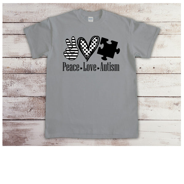 Peace, Love, Autism Awareness, SVG, PNG, digital download, sublimation, vector art