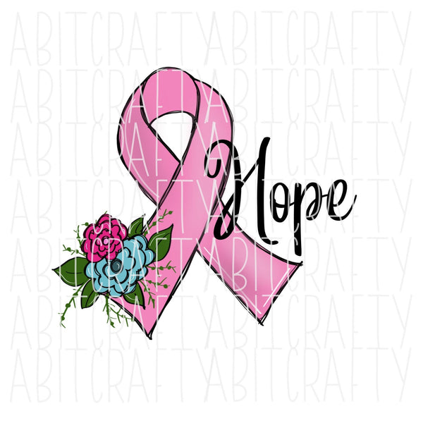 Hope/Cure Breast Cancer png, sublimation, digital download - hand drawn