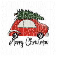 Merry Christmas, Christmas tree, Christmas Car, png, sublimation, digital download - hand drawn