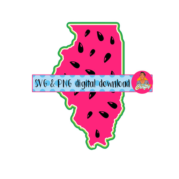 Illinois Watermelon/Summer/ PNG/SVG/print and cut/ sublimation, digital download, vector art - alternate version included!