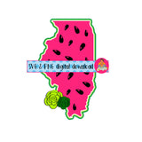 Illinois Watermelon/Summer/ PNG/SVG/print and cut/ sublimation, digital download, vector art - alternate version included!