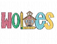 Wolves/Schoolhouse/Back to School/Teacher PNG/Sublimation, Digital Download