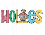 Wolves/Schoolhouse/Back to School/Teacher PNG/Sublimation, Digital Download