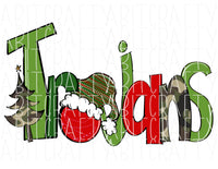 Christmas Sublimation/Camo Trojans Mascot/Santa/Joy/Peace png, sublimation, digital download