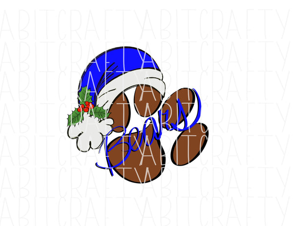 Bears Christmas/Bears Sublimation Mascot/Initial/Christmas/Monogram/Xmas/Santa Hat png, digital download, sublimation - hand drawn