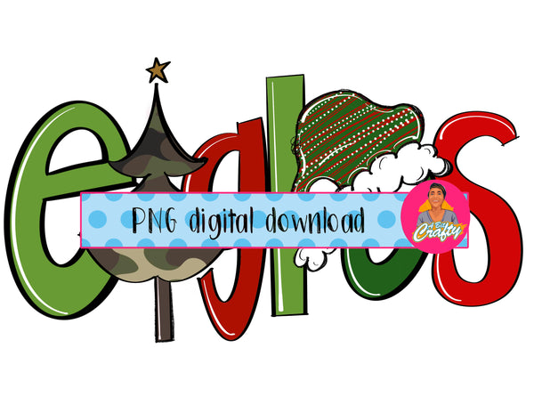 Christmas Sublimation/Eagles Christmas Camo/Santa/Back to School/ Merry and Bright/PNG/Sublimation, Digital Download, Print and Cut, DTG