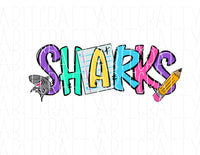 Sharks/Shark Mascot PNG/Sublimation File, digital download, cricut, silhouette