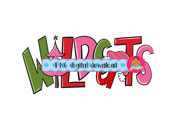 Christmas/Wildcats Mascot/ Sublimation/Merry Christmas/Santa Hat/Joy png/Mascot/digital download/sublimation