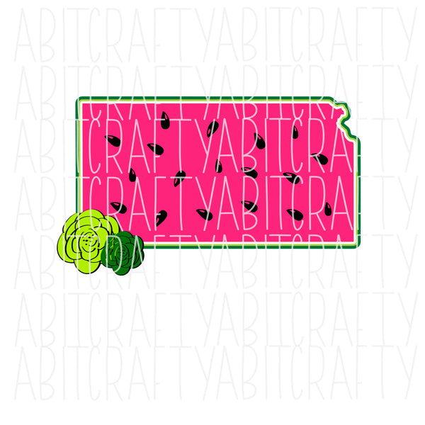 Kansas Watermelon State svg, png, sublimation, digital download, cricut, print then cut, DTG - alternate version included!