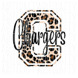 Chargers/Leopard Print/School Mascot/Back to School/Teacher Life/Team Pride/Team Spirit/PNG/Sublimation, Digital Download