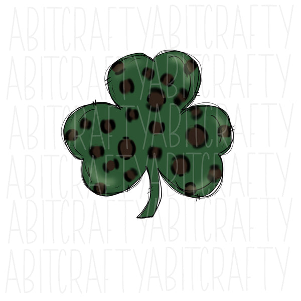 Lucky Shamrock PNG, sublimation, digital download, hand drawn