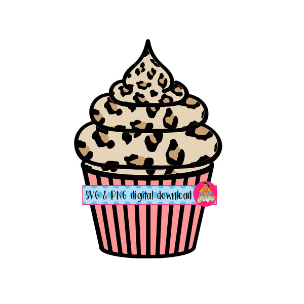Leopard Cupcake/Bake/SVG/PNG/Sublimation Digital Download, cricut, silhouette (week 17 freebie)