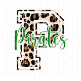 Leopard Pirates Green png/digital download/sublimation, print and cut