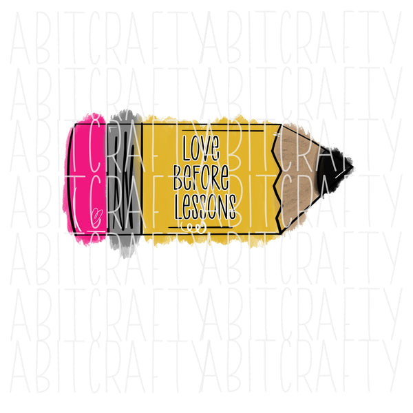 Watercolor Pencil/Teacher Love PNG, Sublimation/Digital Download - hand drawn