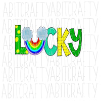 Lucky PNG, sublimation, digital download - Hand drawn