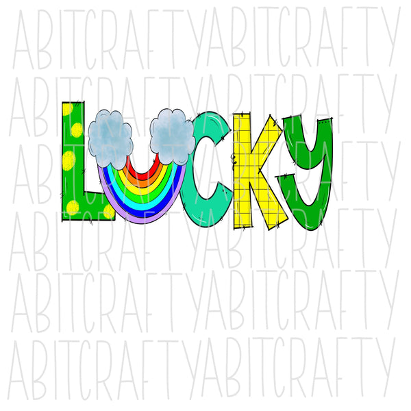Lucky PNG, sublimation, digital download - Hand drawn