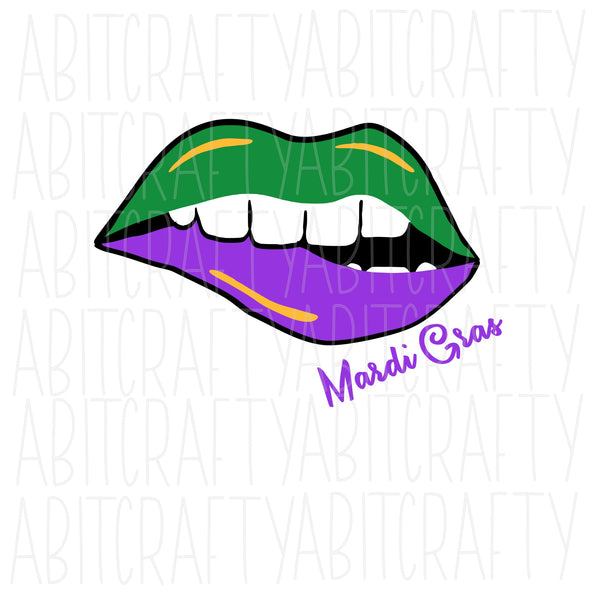 Mardi Gras Lips SVG, PNG, sublimation, digital download, cricut, silhouette, waterslide, print n cut