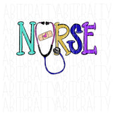 Nurse png, sublimation, digital download - hand drawn