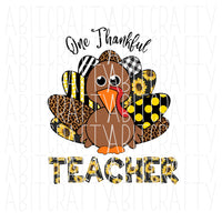 One Thankful Teacher svg, png, digital download, sublimation file