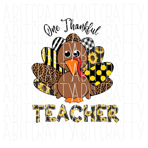 One Thankful Teacher svg, png, digital download, sublimation file