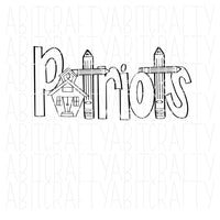 Patriots /Mascot/Back to School SVG/PNG/Sublimation, Digital Download, Print then Cut