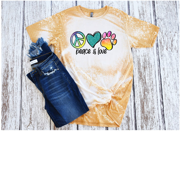 Multicolor Peace Love Paw/Mascot/Team Spirit/Tie Dye/Teacher Shirt/Spirit Shirt png, sublimation, digital download, silhouette - hand drawn