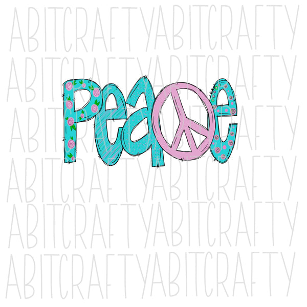 Peace png, sublimation, digital download, hand drawn