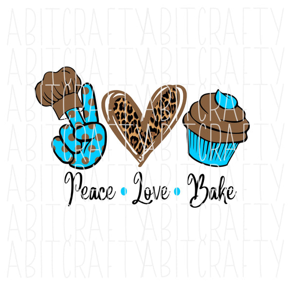 Peace Love Bake/Cupcake - brown SVG/PNG/Sublimation Digital Download, cricut, silhouette