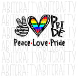 Peace, Love, Pride PNG, Sublimation, digital download