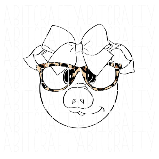 Cute Pig with Leopard Glasses/Leopard/Farm Sublimation/Pig SVG, PNG, JPEG sublimation, digital download, vector art - fully cuttable
