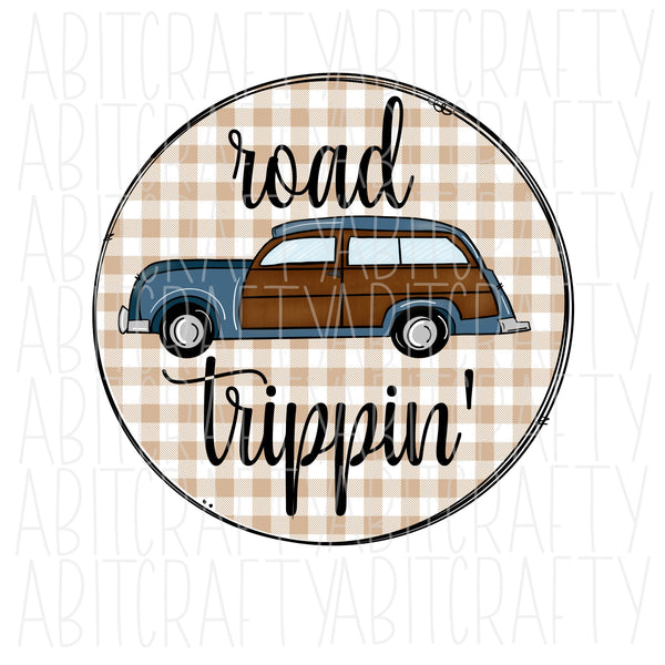 Road Trippin'/Vintage Car PNG, sublimation, digital download - hand drawn