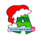 Letter A/Mascot/Team/Initial/Christmas/Monogram/Xmas/Santa Hat svg/ png, sublimation, digital download, cricut, sublimation - hand drawn