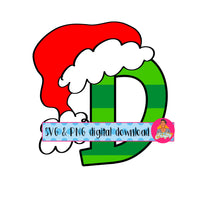 Letter D/Mascot/Team/Initial/Christmas/Monogram/Xmas/Santa Hat svg/ png, sublimation, digital download, cricut, sublimation - hand drawn